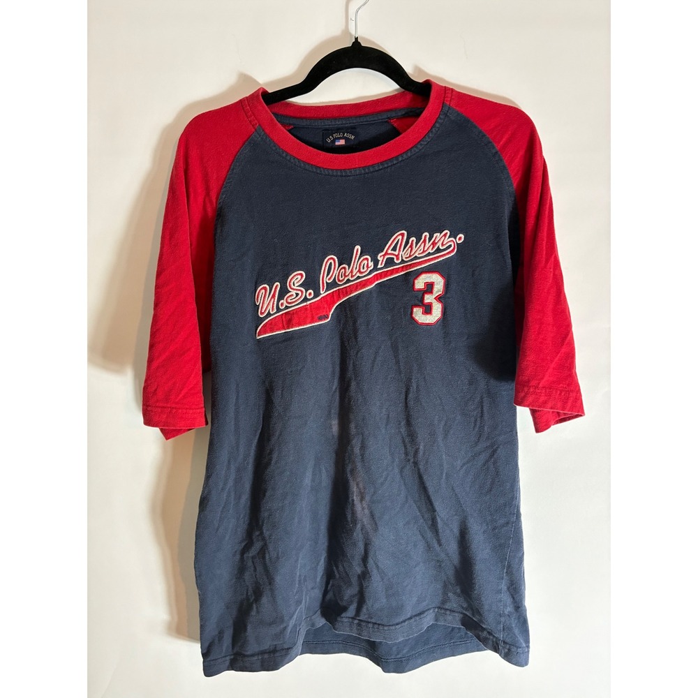 US Polo Assn Raglan Baseball Tee Mens Large Navy Red Embroidered Logo Shirt